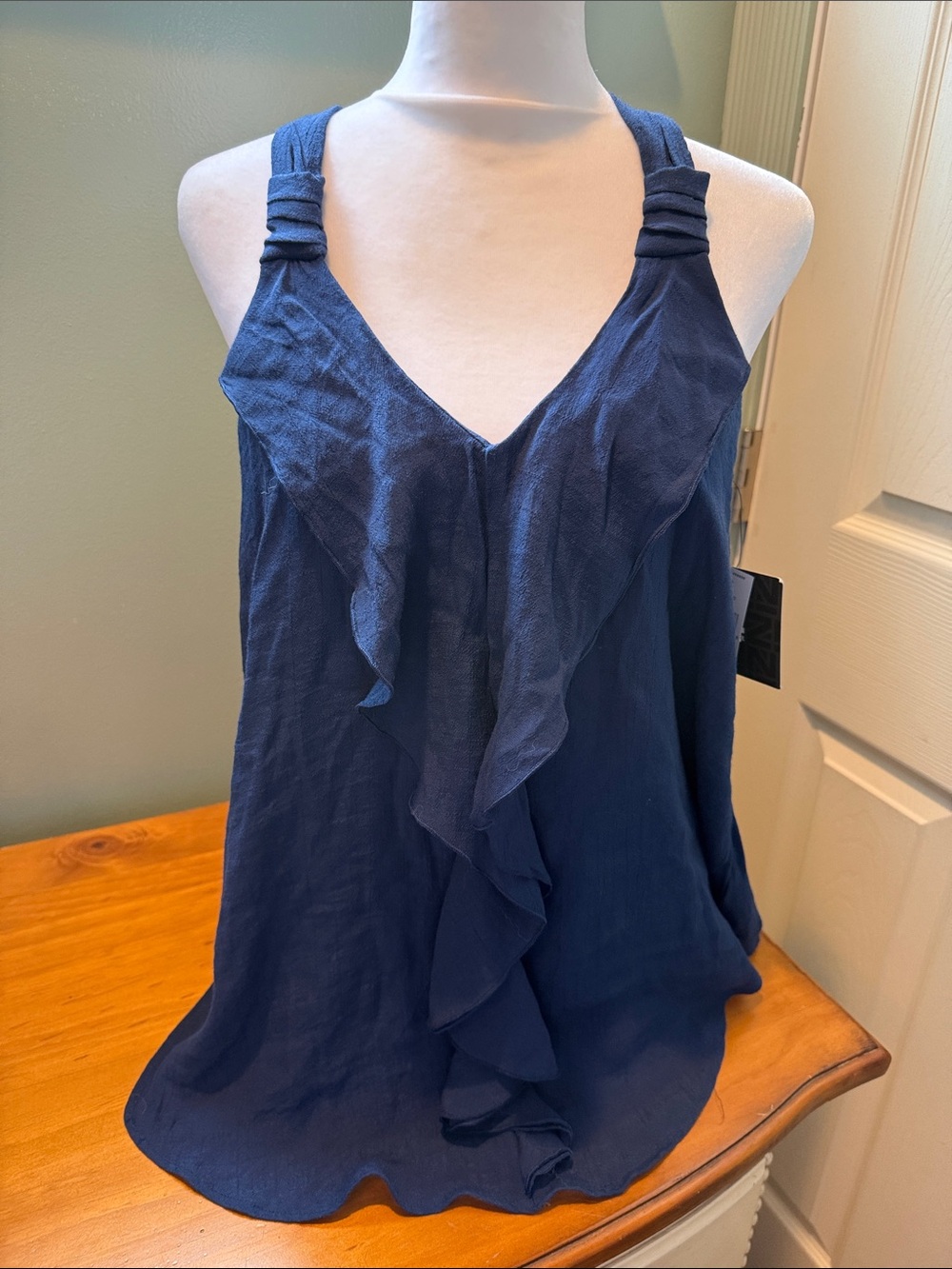 Iz Byer Navy Ruffle V-Neck Camisole